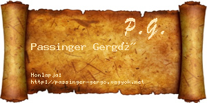 Passinger Gergő névjegykártya